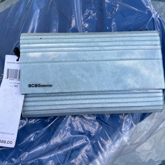 BCBGeneration Shimmering Silver Clutch - Picture 1 of 8